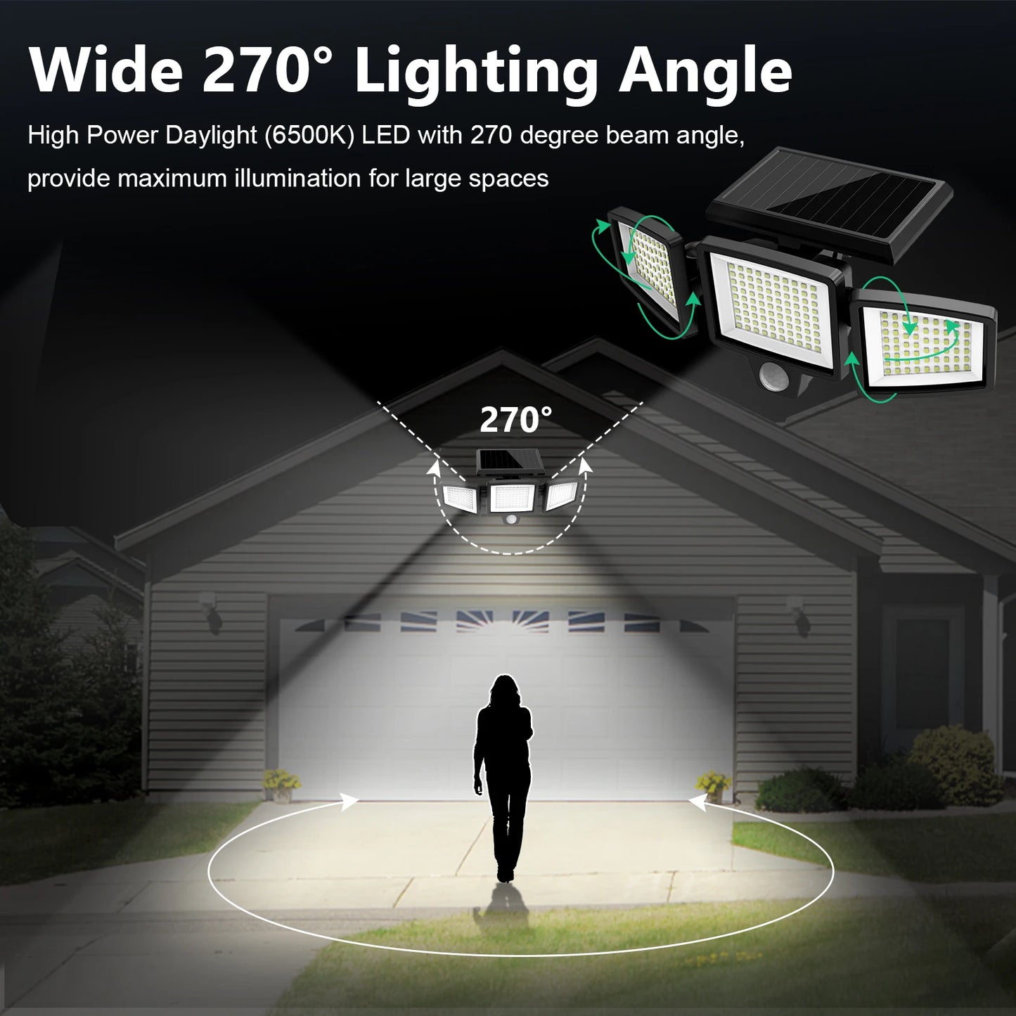 SZRSTH 3-Head Solar Outdoor Light With Motion Sensor Security