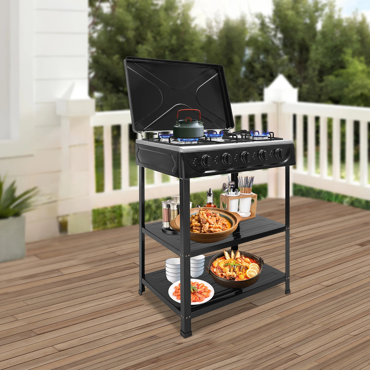 Portable Five Burner Natural Gas Stove For Outdoor Camping