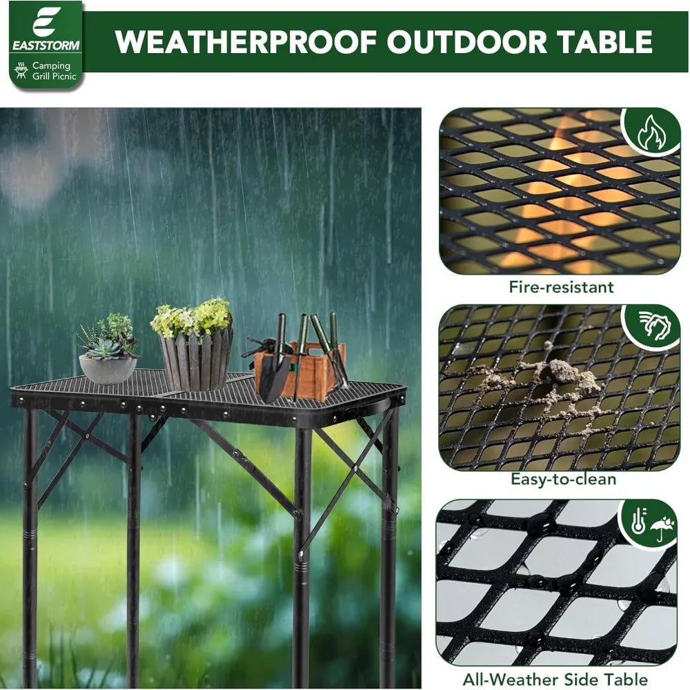XIUWO Folding Grill Table Outdoor Portable Metal Mesh Surface