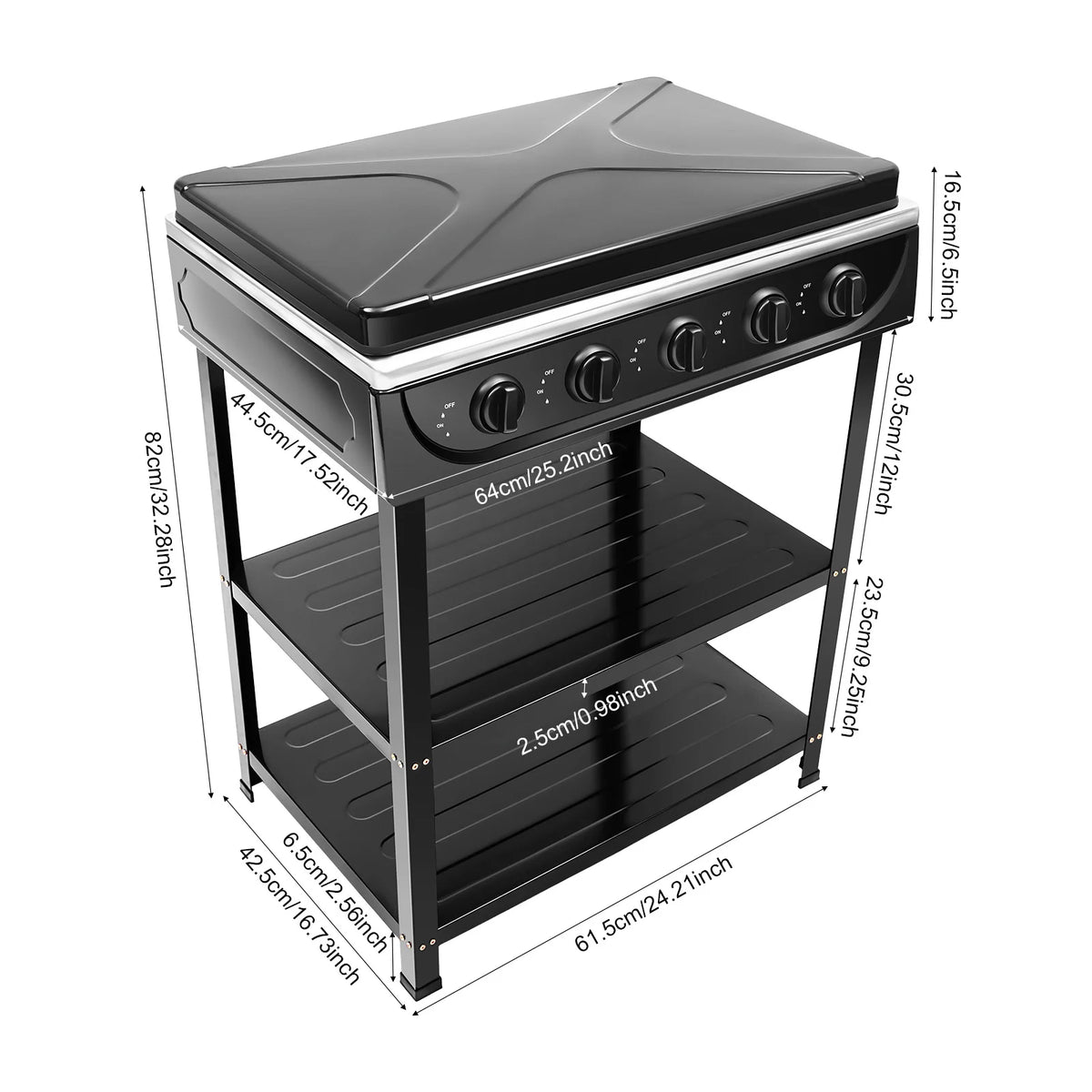 Portable Five Burner Natural Gas Stove For Outdoor Camping