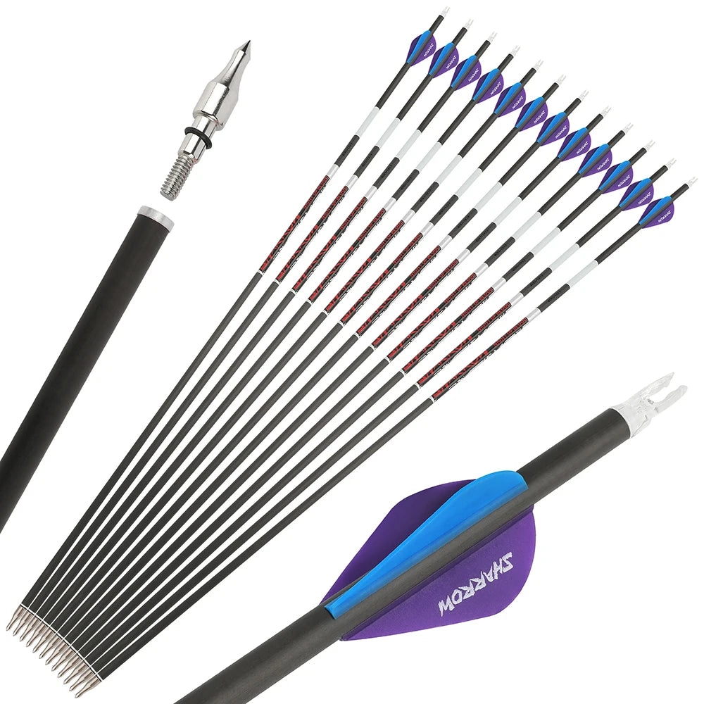 Pure Carbon Archery Arrows High Precision For Hunting Sports