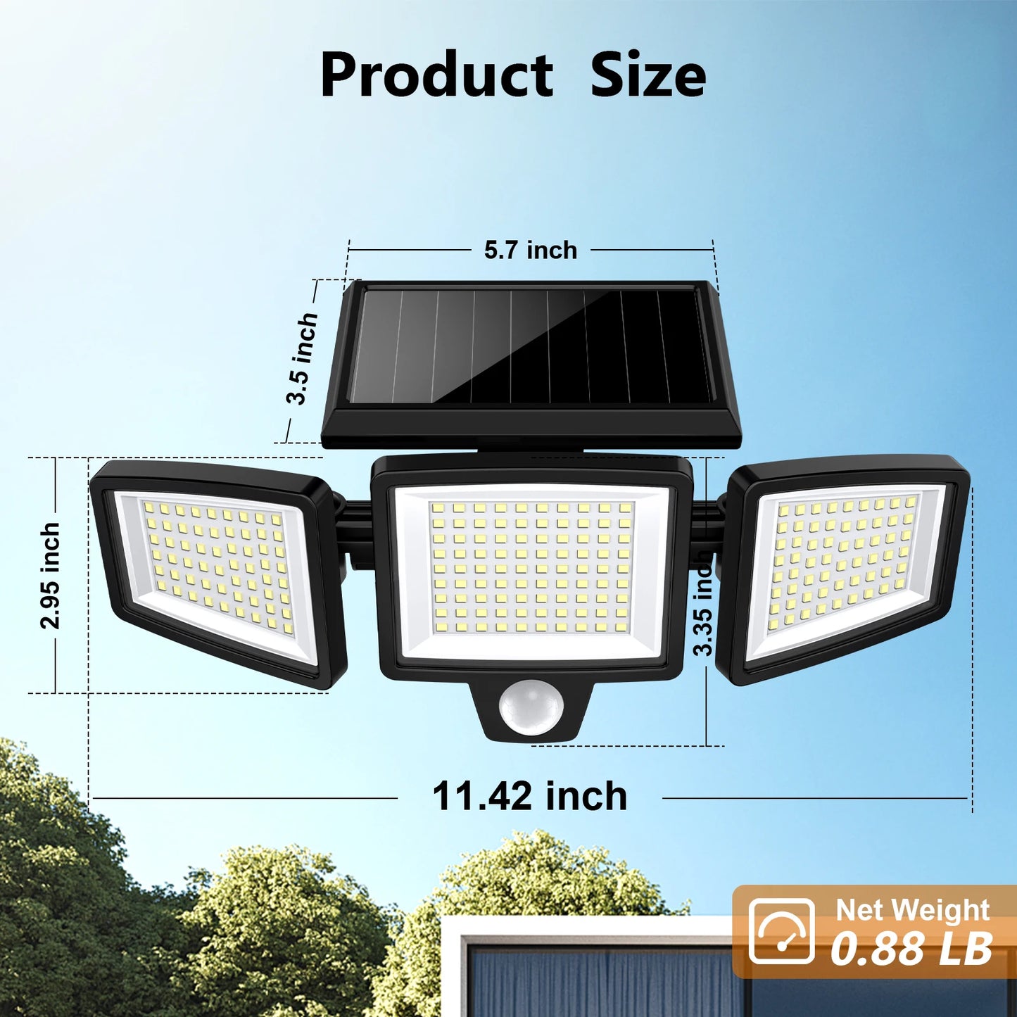 SZRSTH 3-Head Solar Outdoor Light With Motion Sensor Security