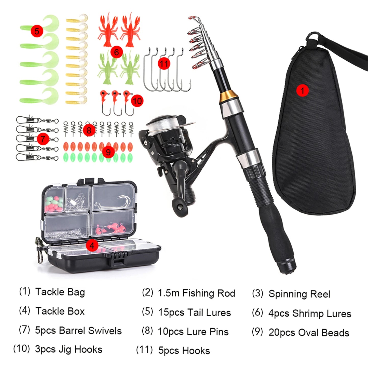 Telescopic Fishing Rod Reel Combo Complete Kit With Lures
