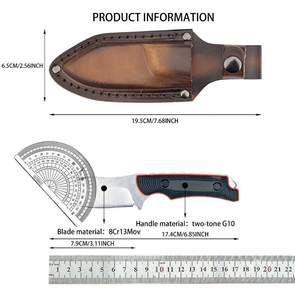 DIY 8Cr13MoV Fixed Blade Knife G10 Handle Outdoor Tactical Survival