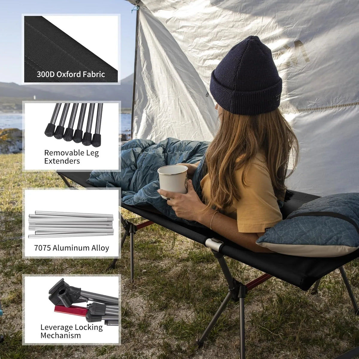 Naturehike Adjustable Ultralight Folding Camping Cot Outdoor