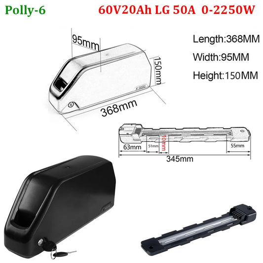 UNITPACKPOWER E-Bike Downtube Battery Pack 36V 48V 52V 72V