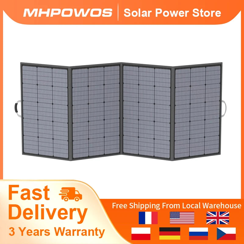 MHPOWOS 400W Waterproof Foldable Monocrystalline Solar Panel