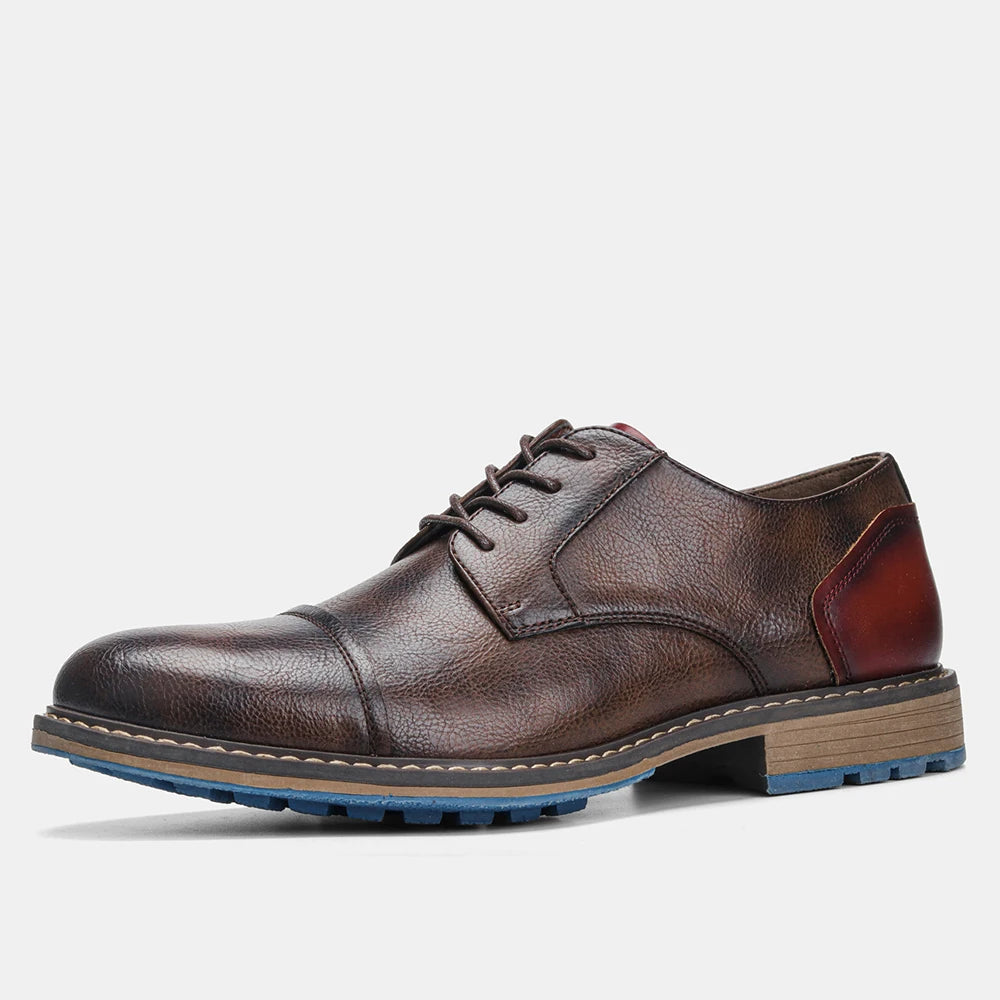 Hecrafted Men's Cap Toe Oxford Leather Shoes