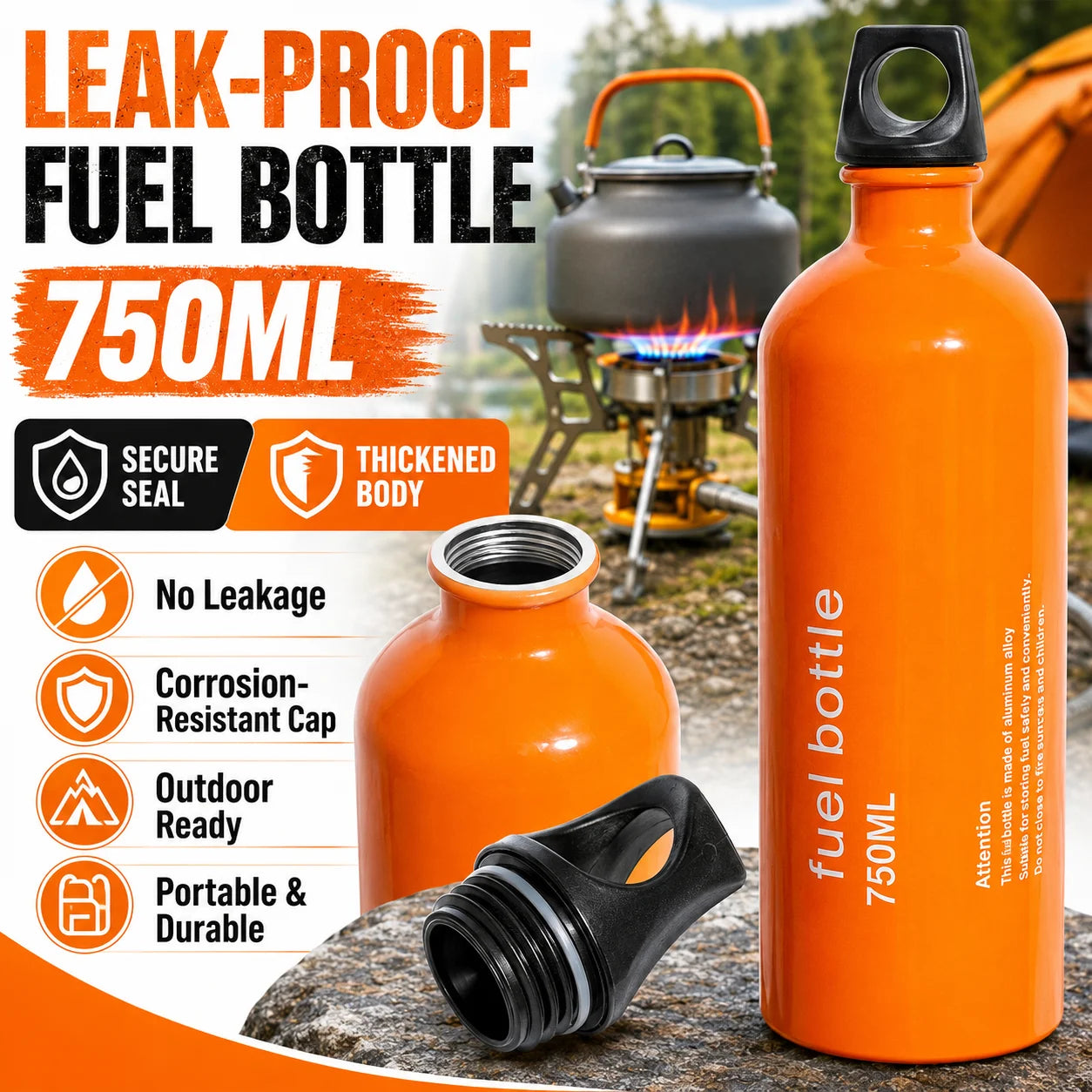 Aluminum Fuel Bottle For Camping And Backpacking Leakproof Lightweight