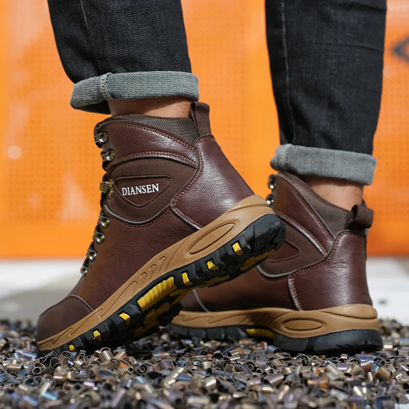 Veigar Men Waterproof Leather Steel Toe Safety Boots