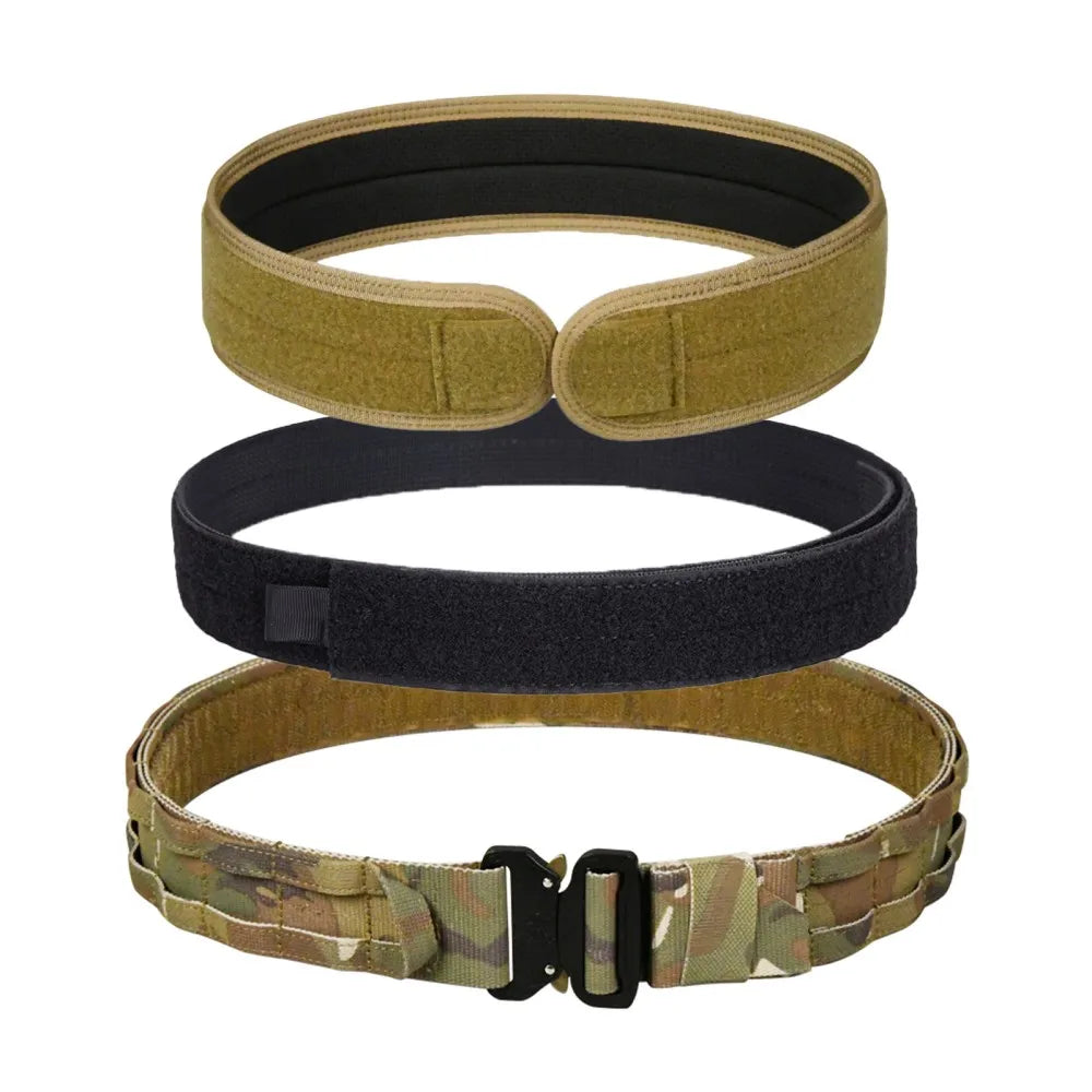 Three Layer Tactical Belt With Quick Release Molle System For Men
