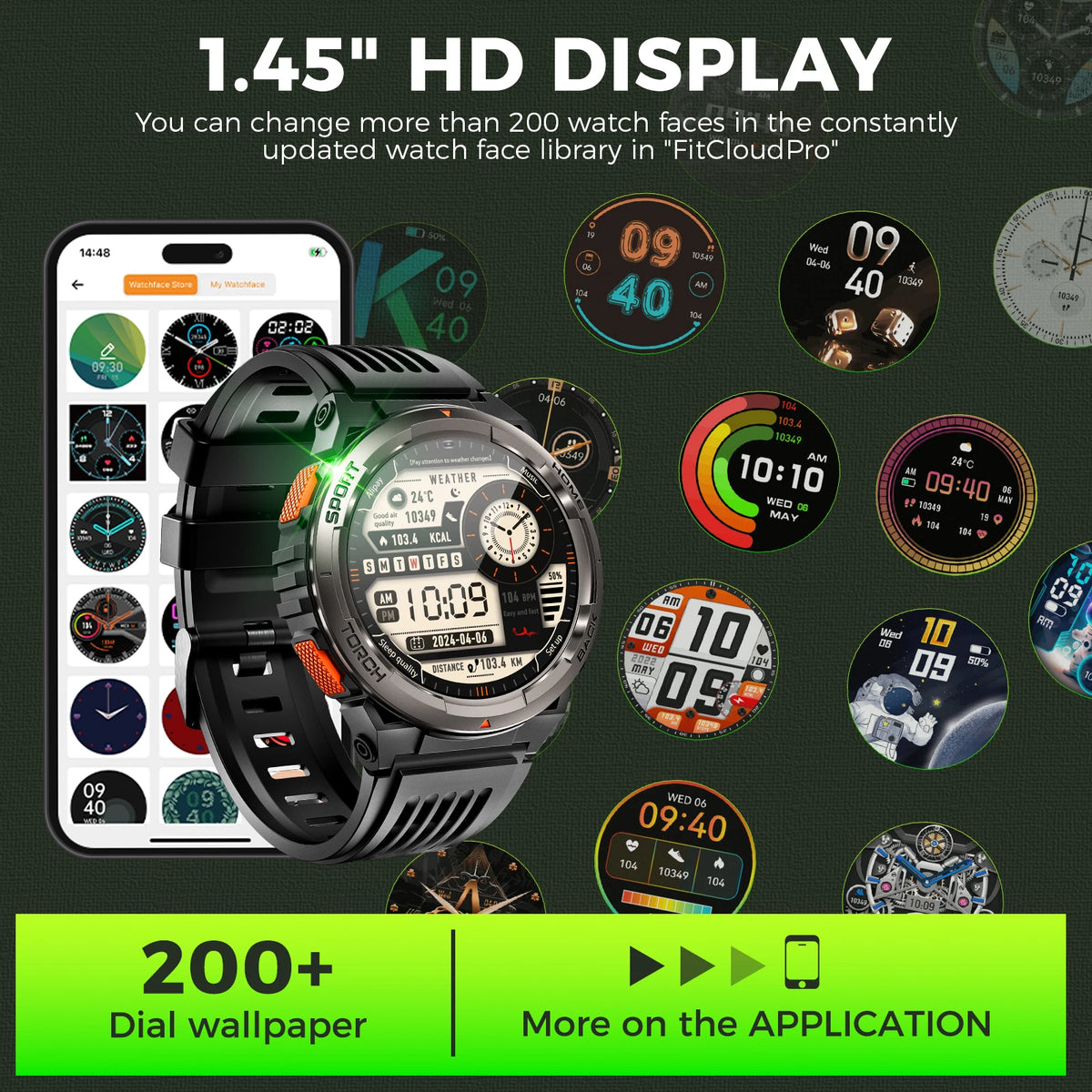 EIGIIS KE5 Smart Watch With Compass Barometer And LED Flashlight