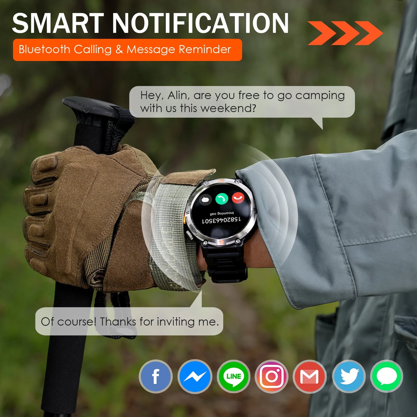 EIGIIS KE3 Smartwatch For Men Bluetooth Call Full Touch Screen Health Monitor