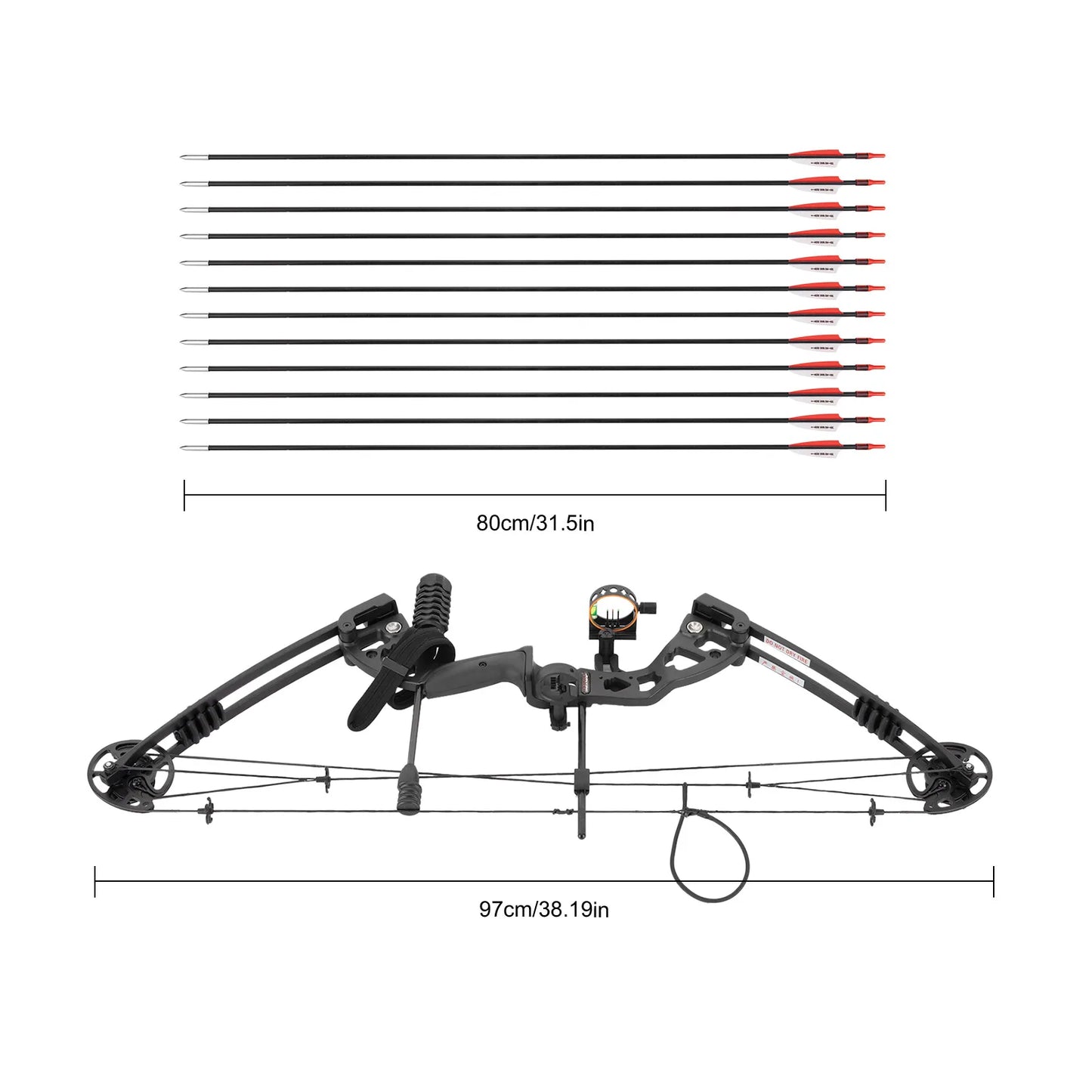 Compound Bow Hunting Kit With 12 Arrows 3 Pin Sight
