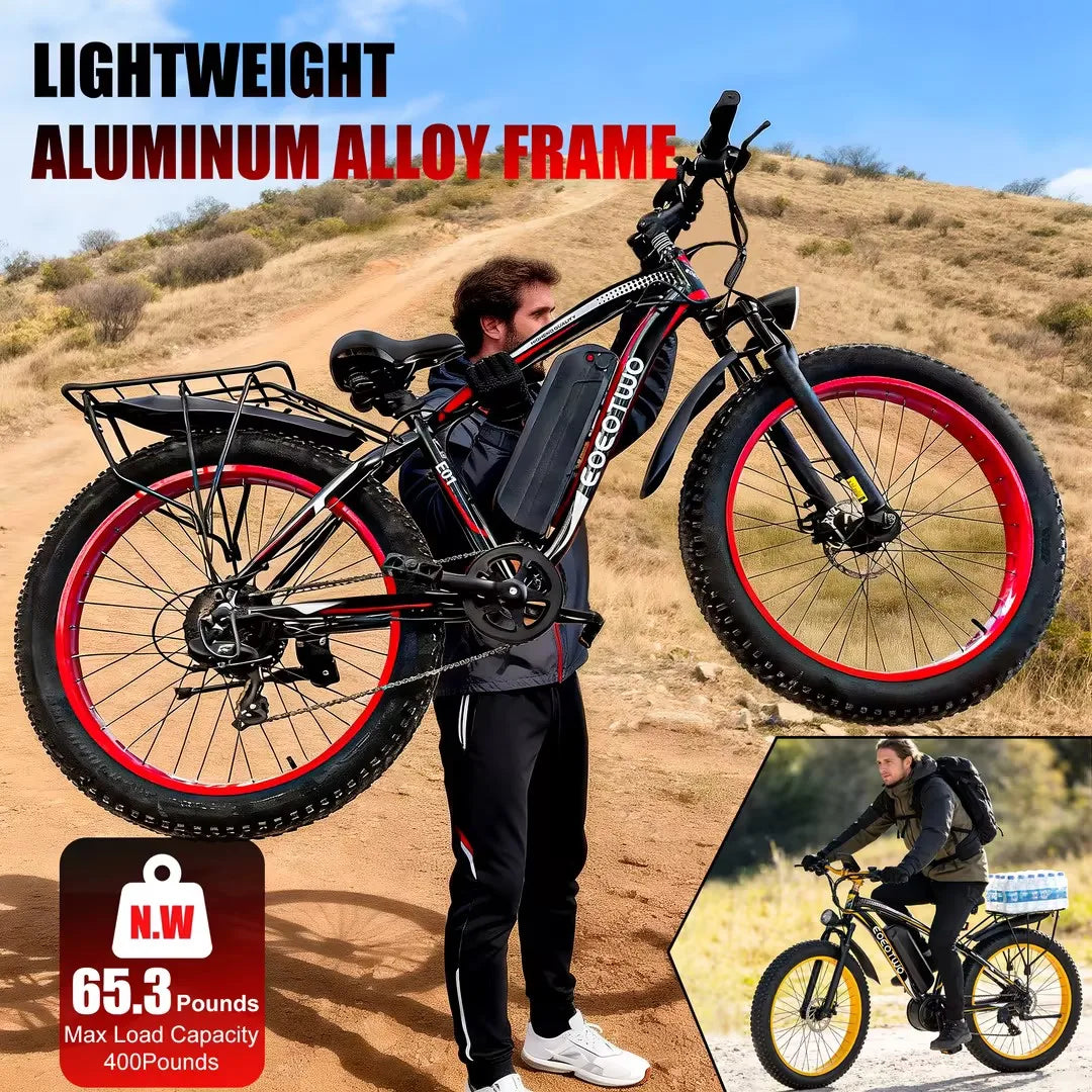 EOEOTWO Heavy Duty Ebike 390 Lb Capacity 34 MPH Front Suspension