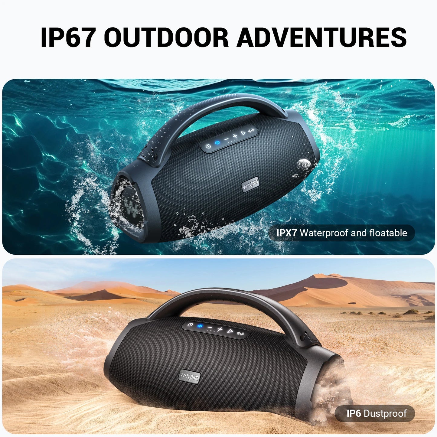 W-King D20 Portable Bluetooth Speaker 200W RMS IPX7 Waterproof