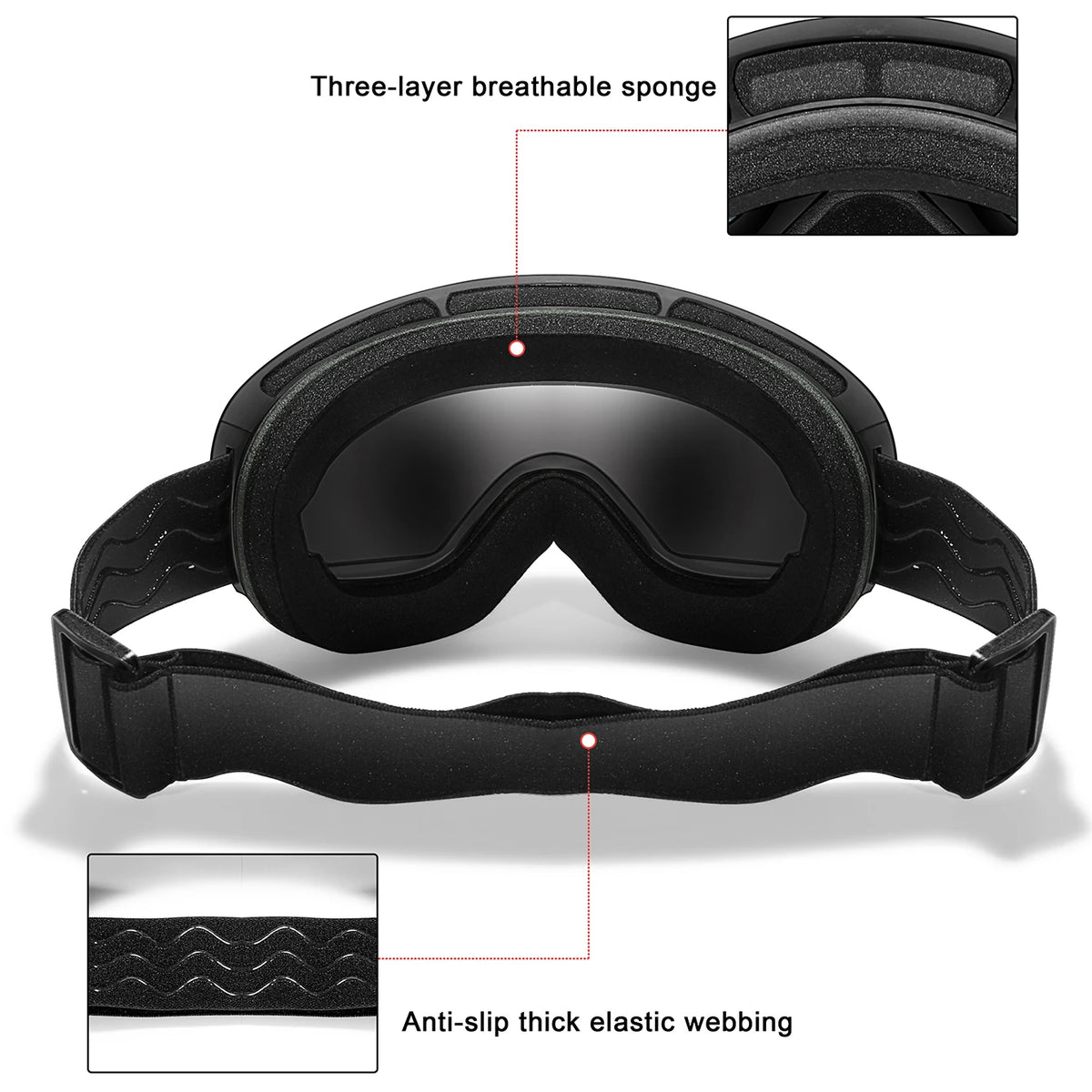 Unisex Winter Ski Goggles With UV400 Antifog Protection