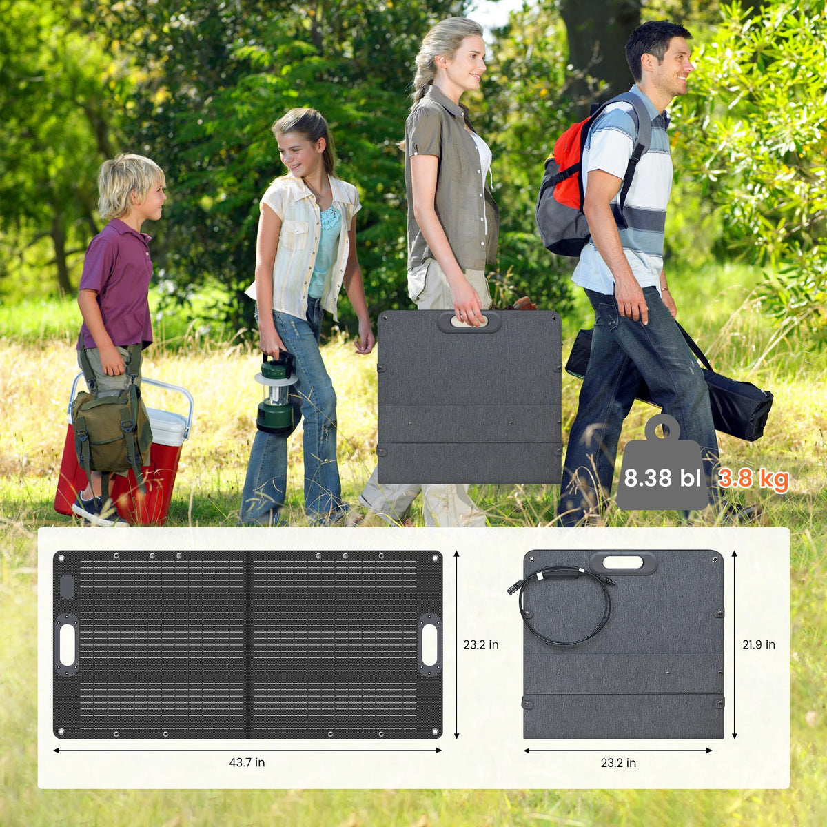 CTOLITY 100W Foldable Solar Panel Portable Outdoor Camping