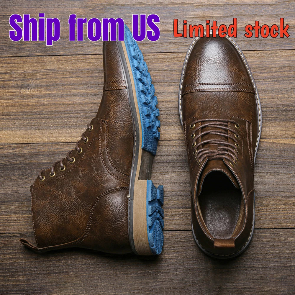 Hecrafted Men Ankle Boots With Zip And Metal Decoration