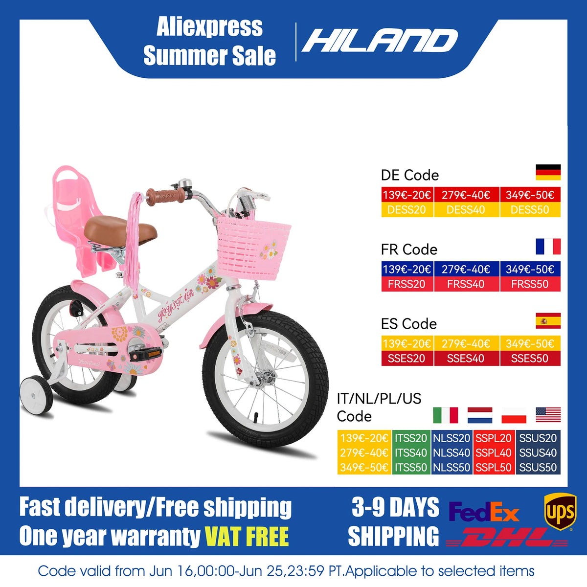 Joystar Little Daisy Kids Girls Bike With Seat