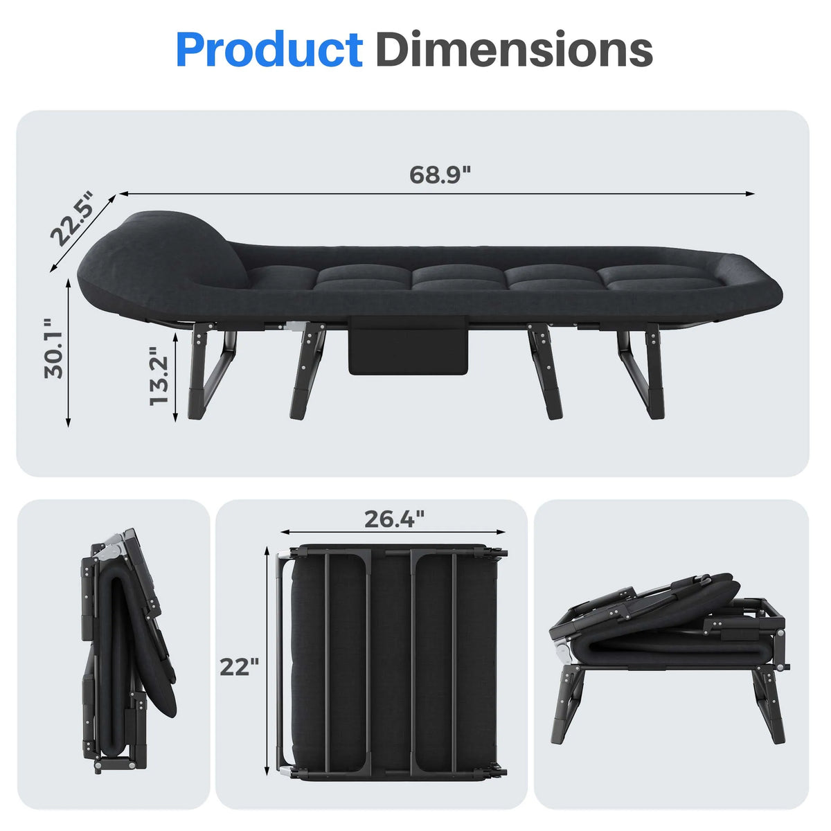 JHK Folding Camping Cot With Mattress Lightweight Bed 450 Lb Capacity