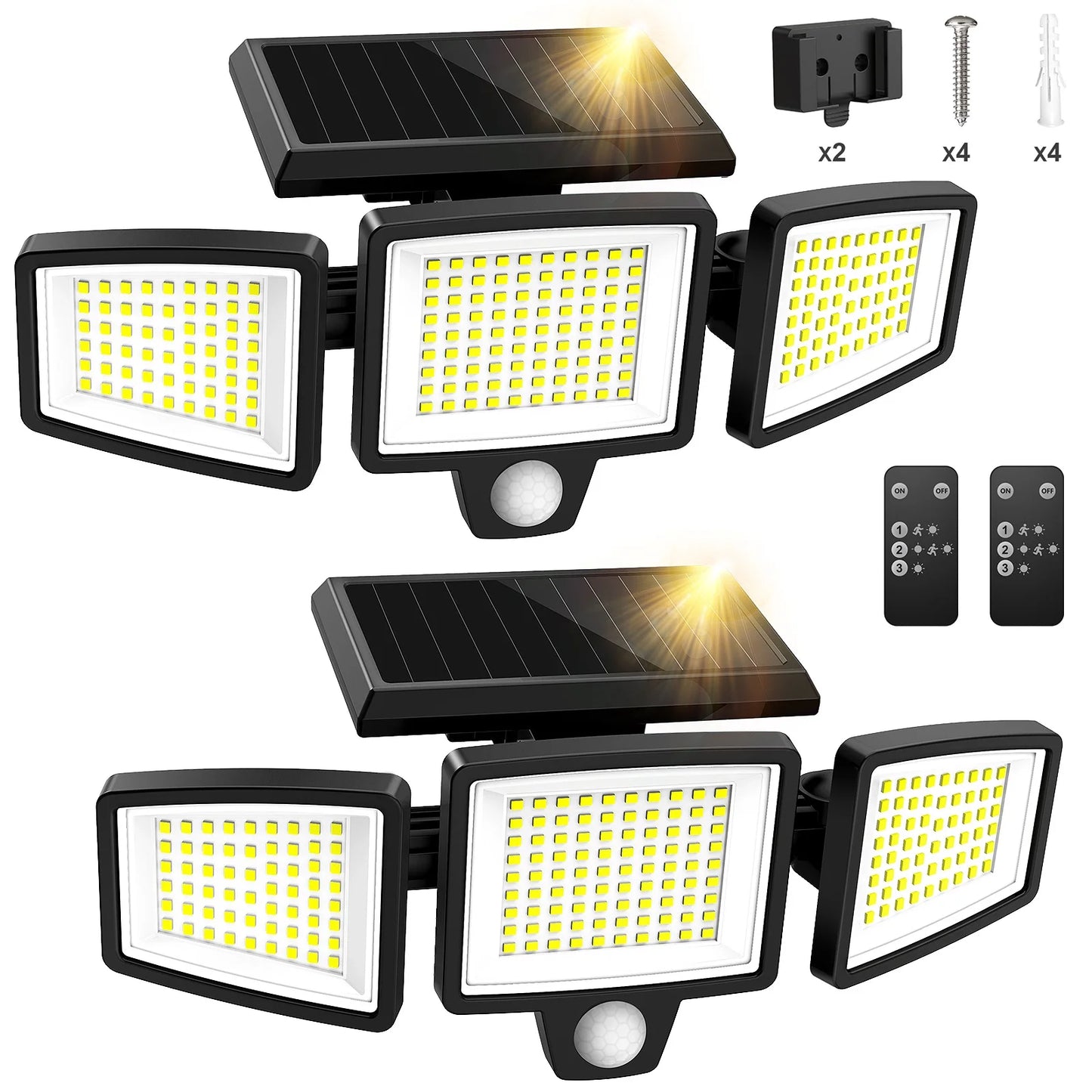 SZRSTH 3-Head Solar Outdoor Light With Motion Sensor Security