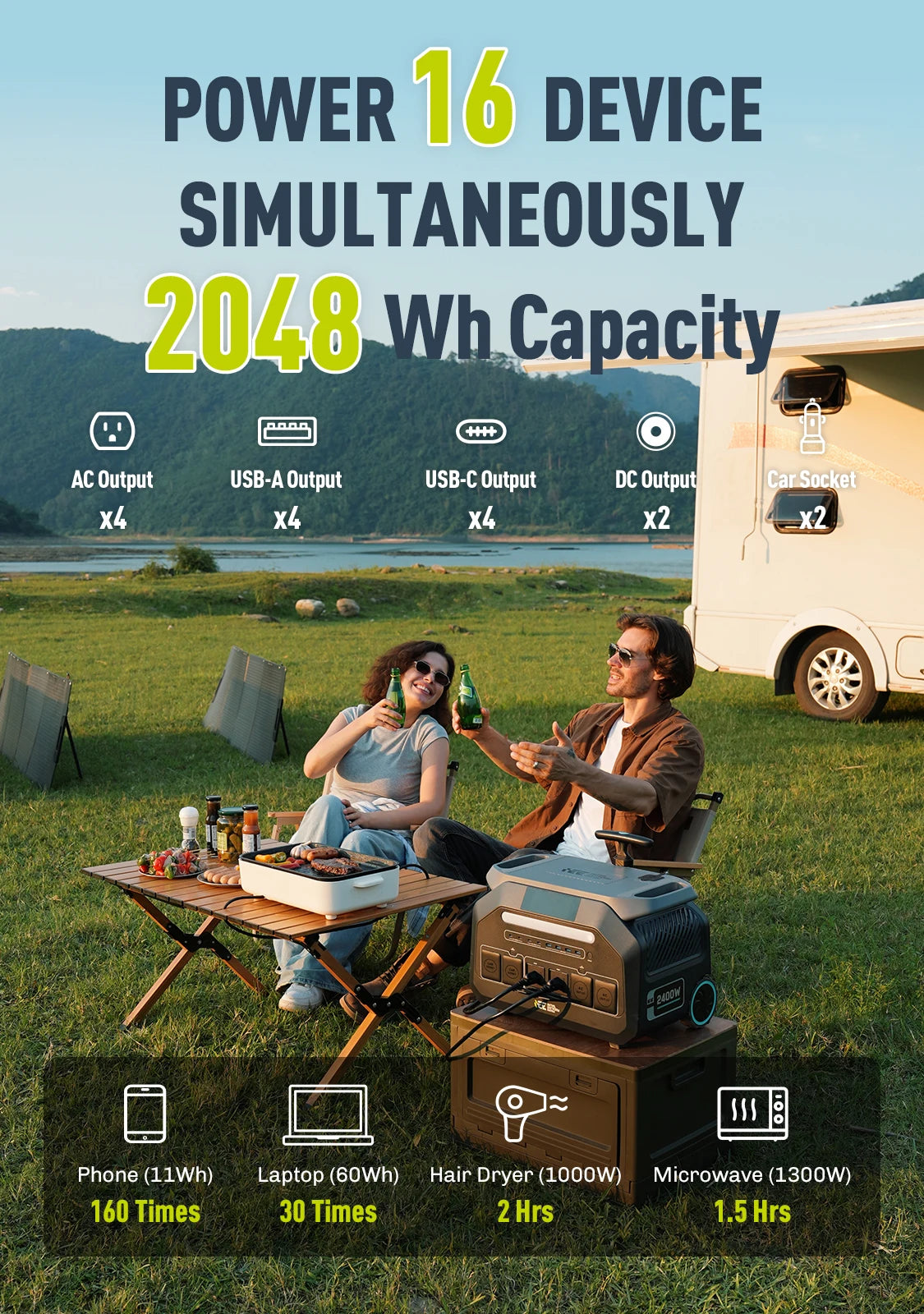 Iee 2400W Solar Generator Portable Power Station System