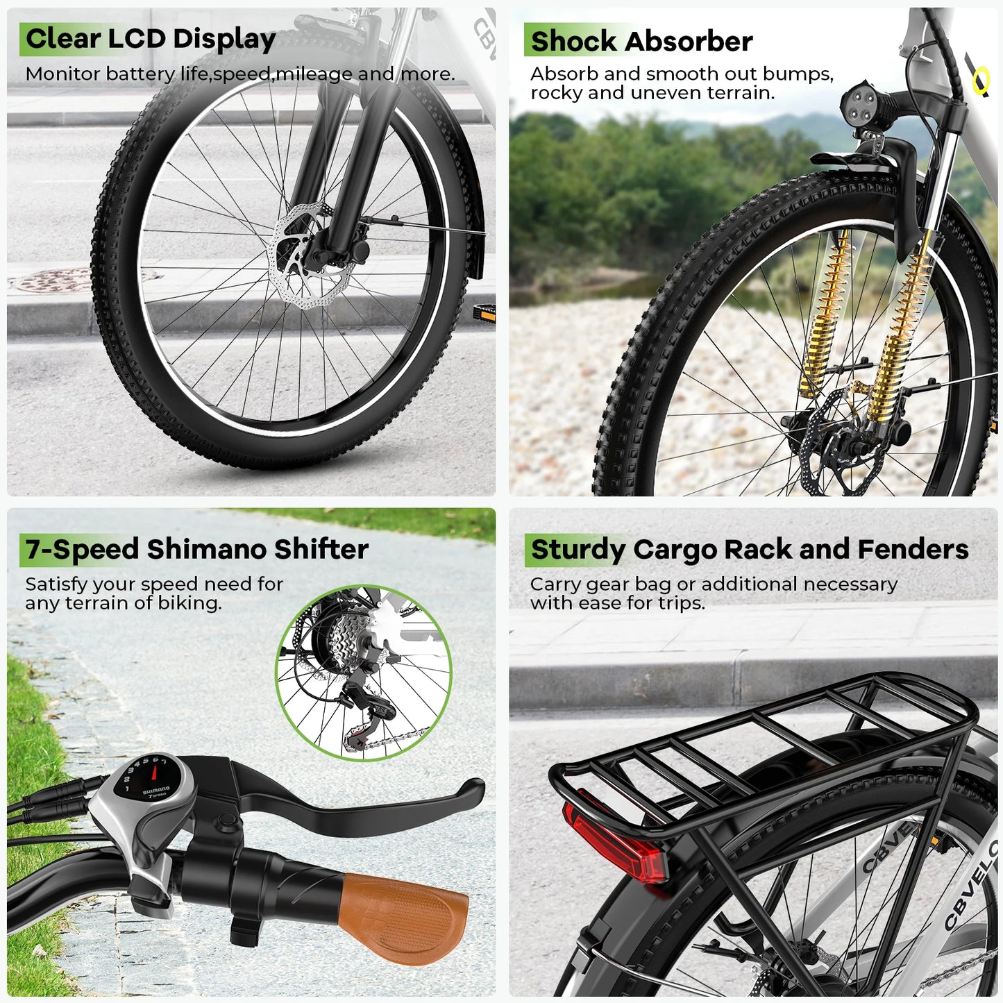 CYBERVELO 1000W Peak Electric Bike With Removable Battery And 7 Speed