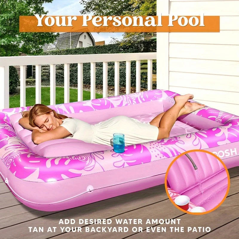 Joyfy Inflatable Pool Lounger Float With Pillow And Headrest