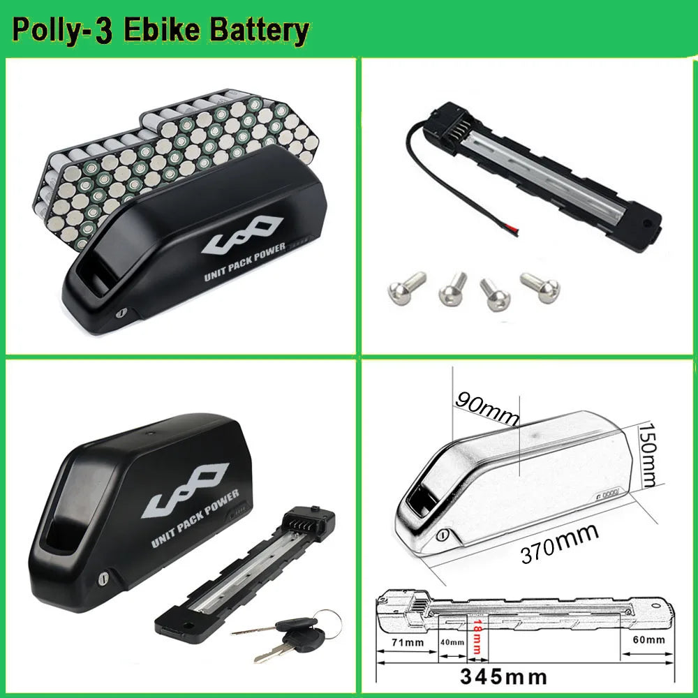UNITPACKPOWER E-Bike Downtube Battery Pack 36V 48V 52V 72V