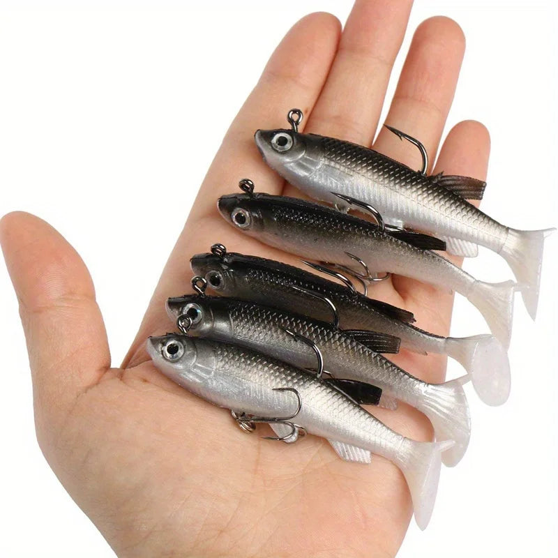 5Pcs Realistic Soft Bait Kit With Sharp Hooks For Fishing