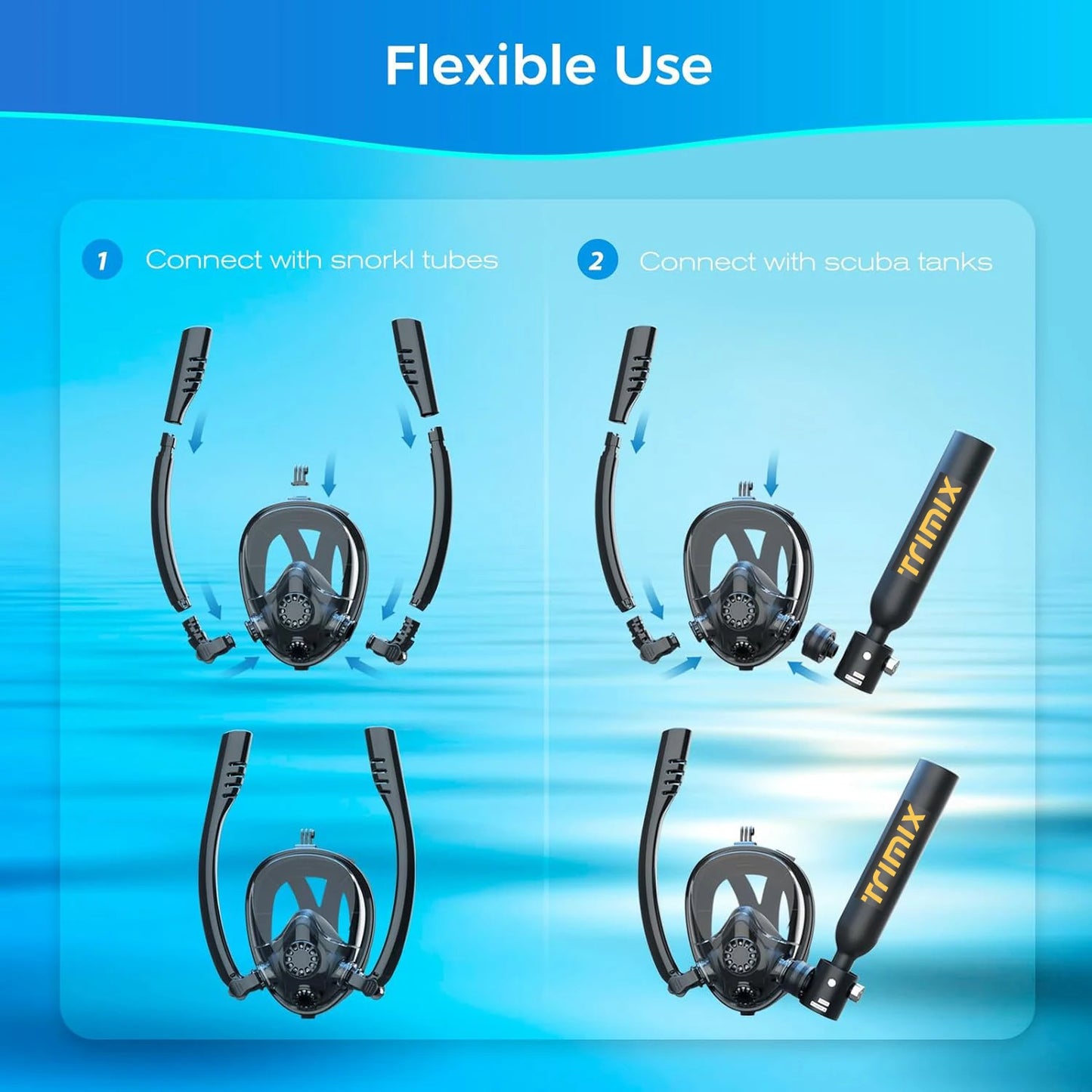 TRIMIX Mini Scuba Tank With Snorkeling Mask Support