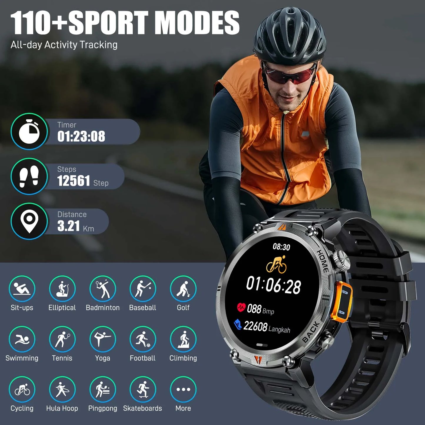 EIGIIS KE3 Smartwatch For Men Bluetooth Call Full Touch Screen Health Monitor