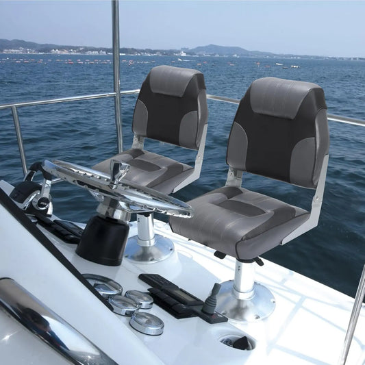 TWISTER.CK Two Pack Boat Seat With High Back Folding Cushion