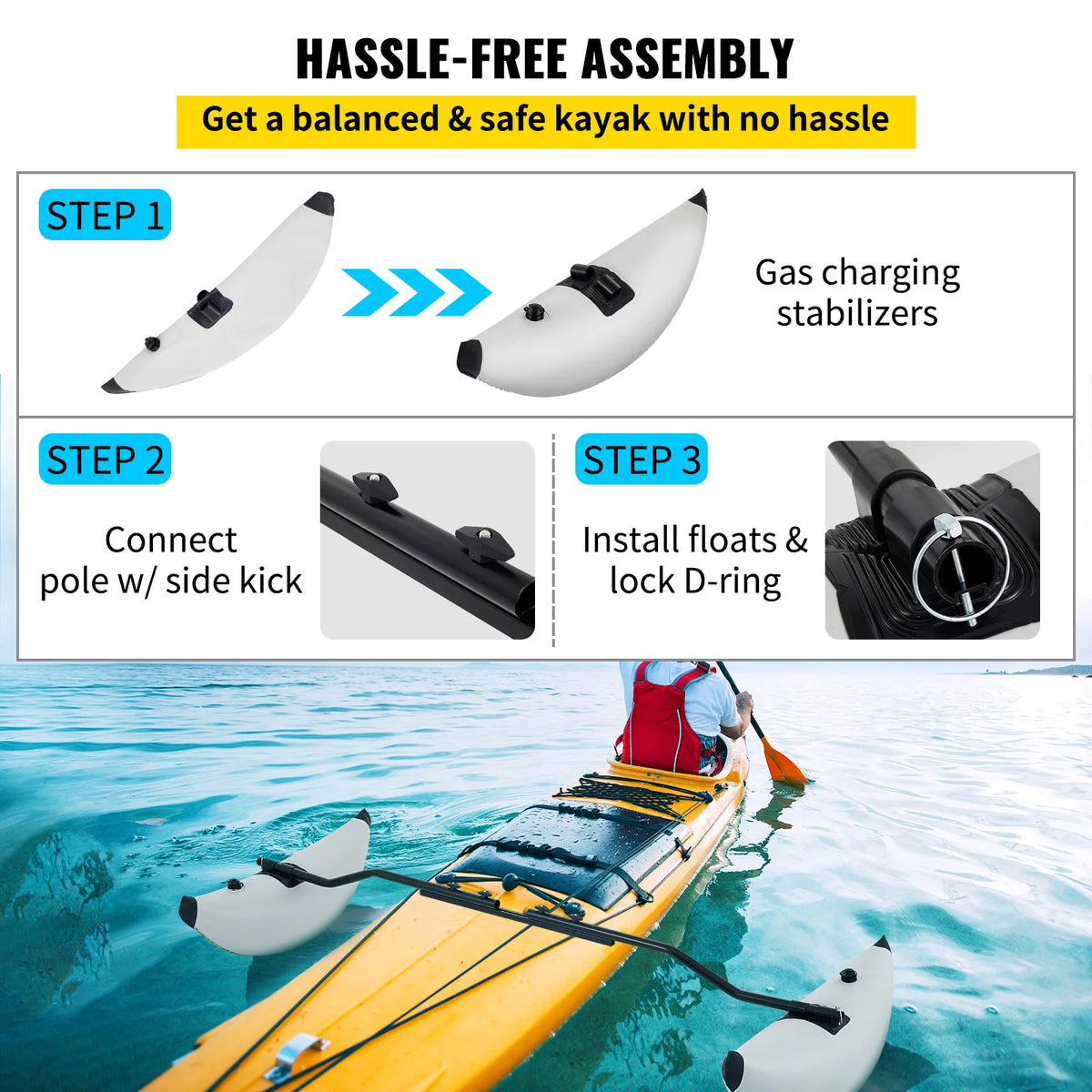 SucceBuy Inflatable Kayak Outrigger Stabilizer Float System
