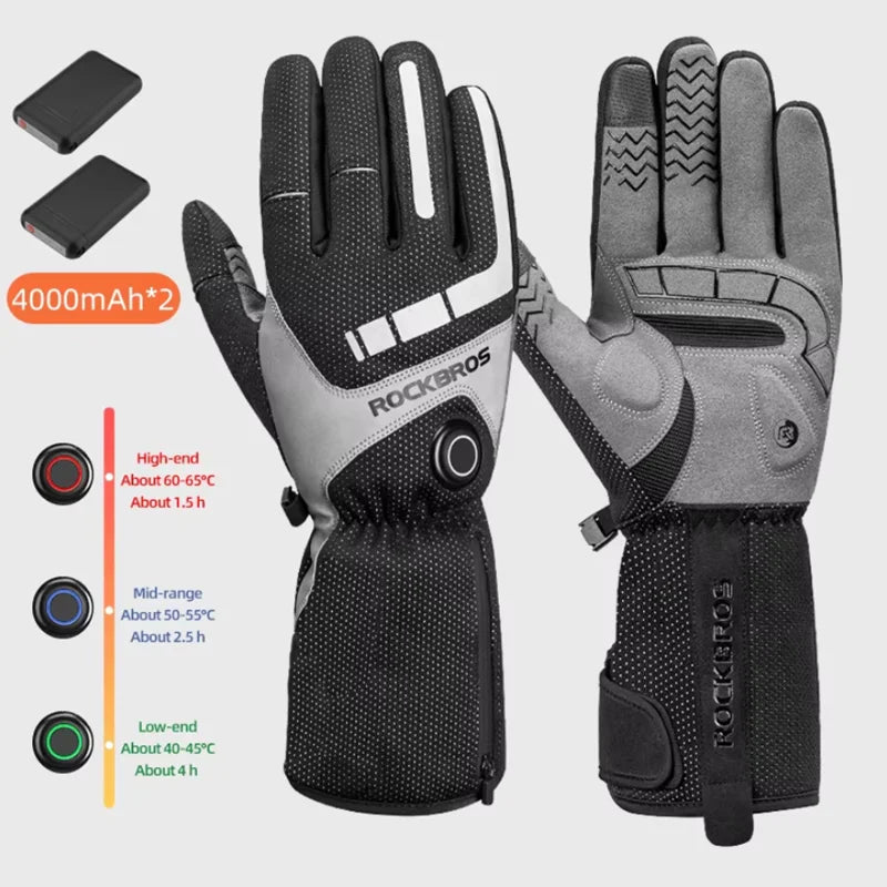 Rockbros Rechargeable Heated Gloves For Winter Sports And Motorcycling
