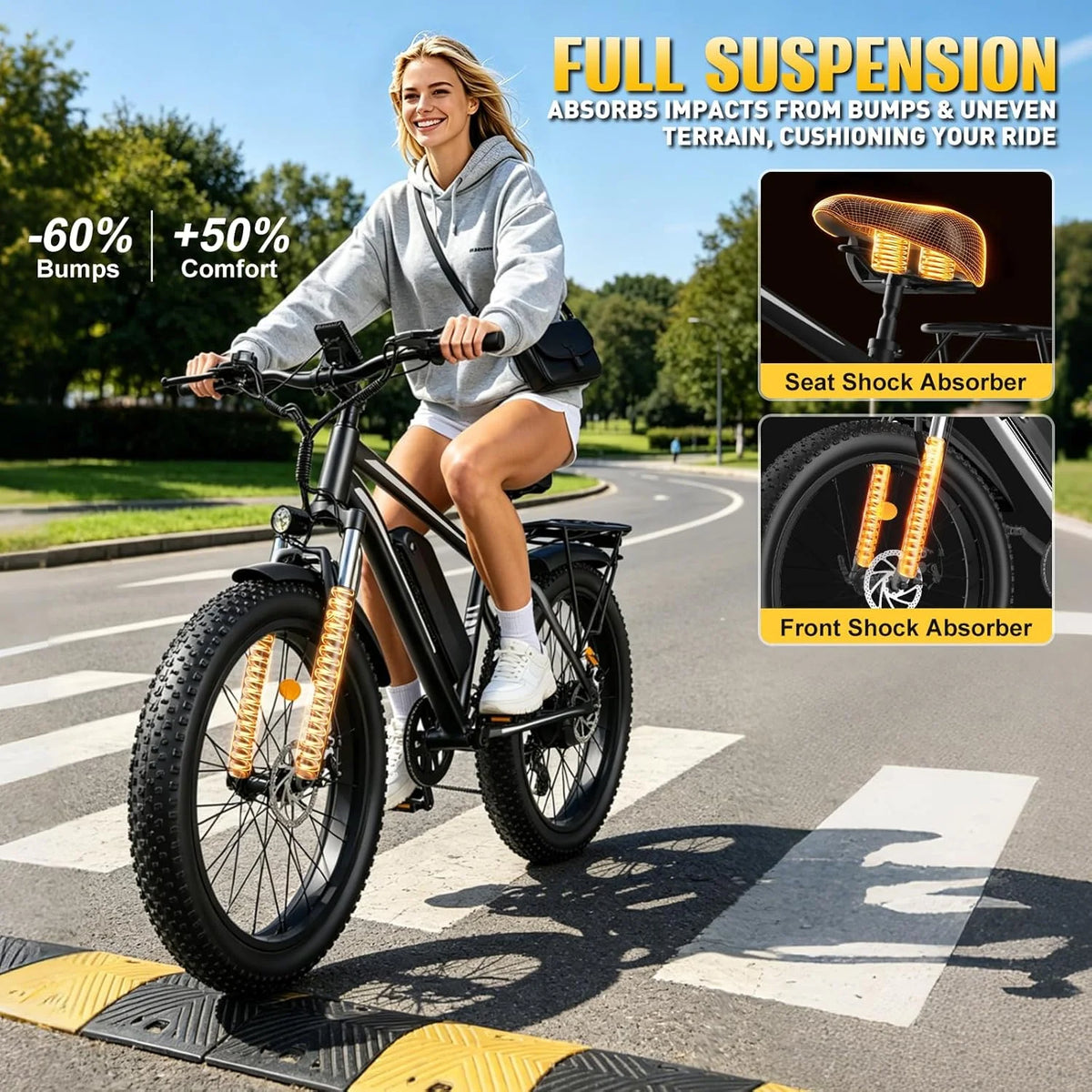 OBX 1000W Brushless Motor Electric Bicycle 48V 15Ah Battery