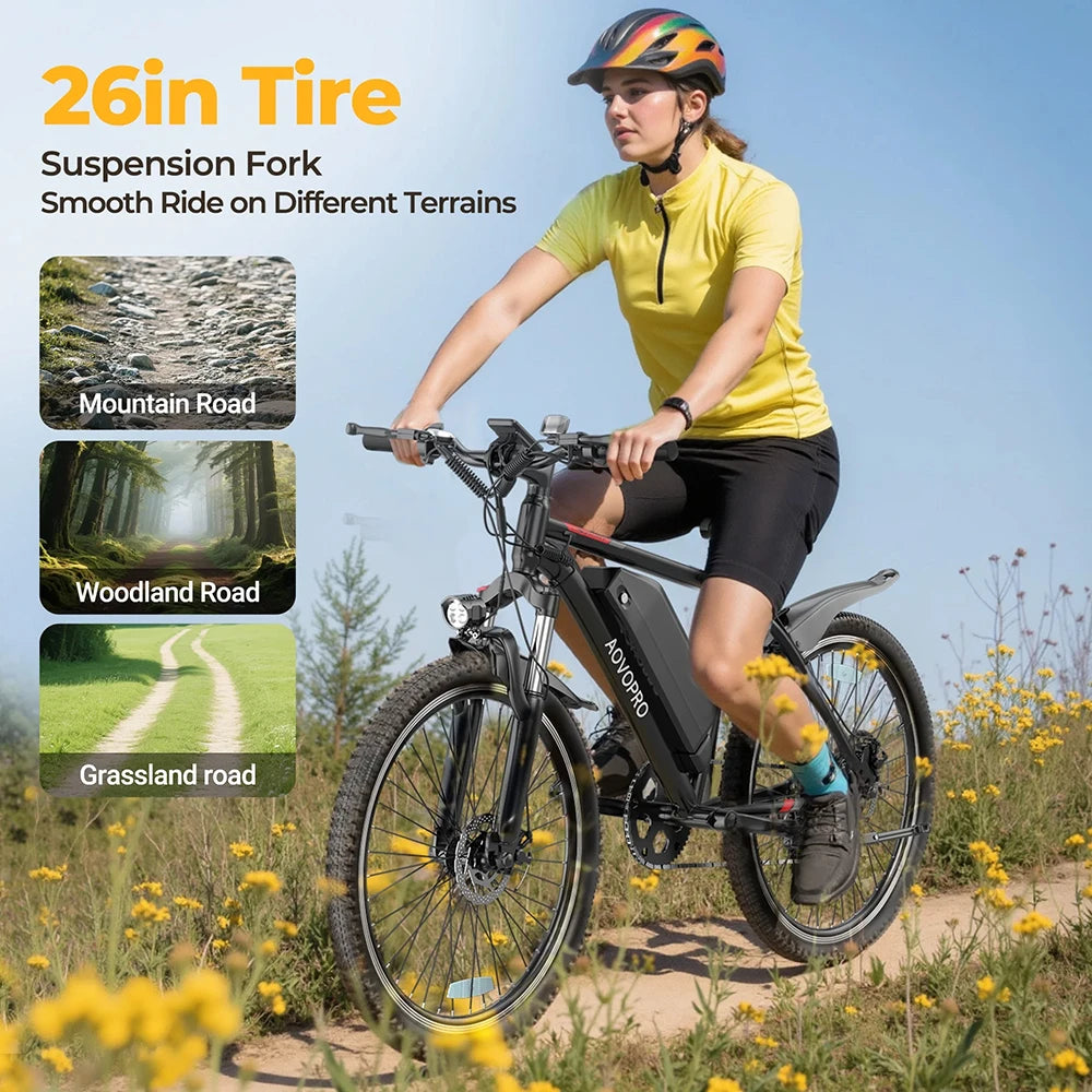 AOVOPRO BK520 Electric Bicycle 750W 48V Battery Long Range