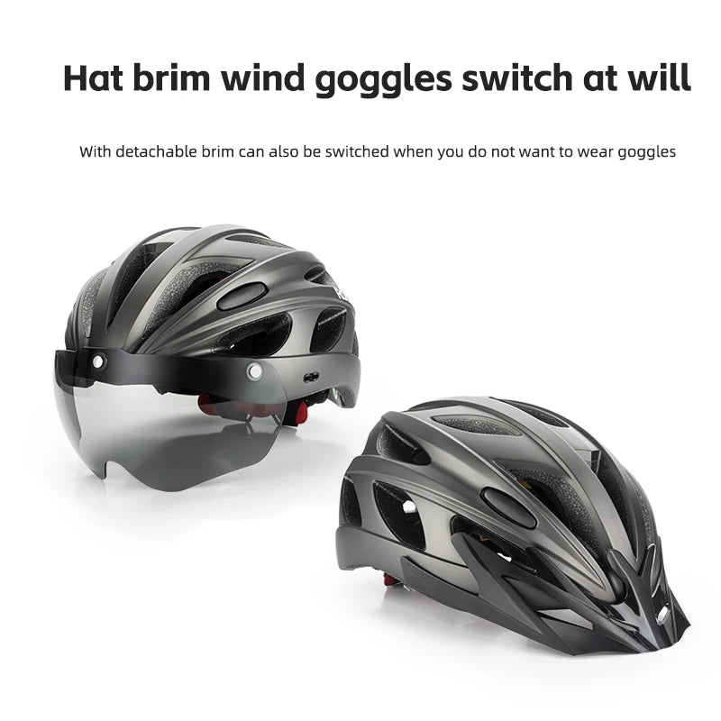 ROCKBROS Lightweight Integrated Cycling Helmet With Goggles For MTB Road