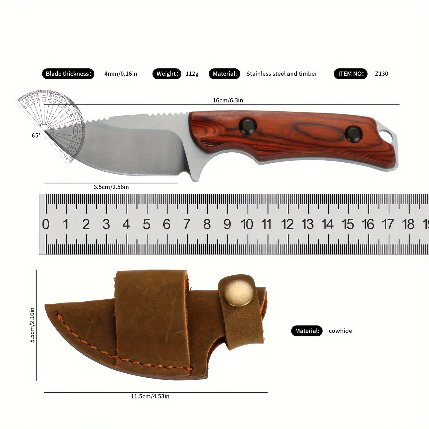 Hunt Hidden Canyon Hunter Fixed Blade Knife 8Cr13Mov Wood Handle