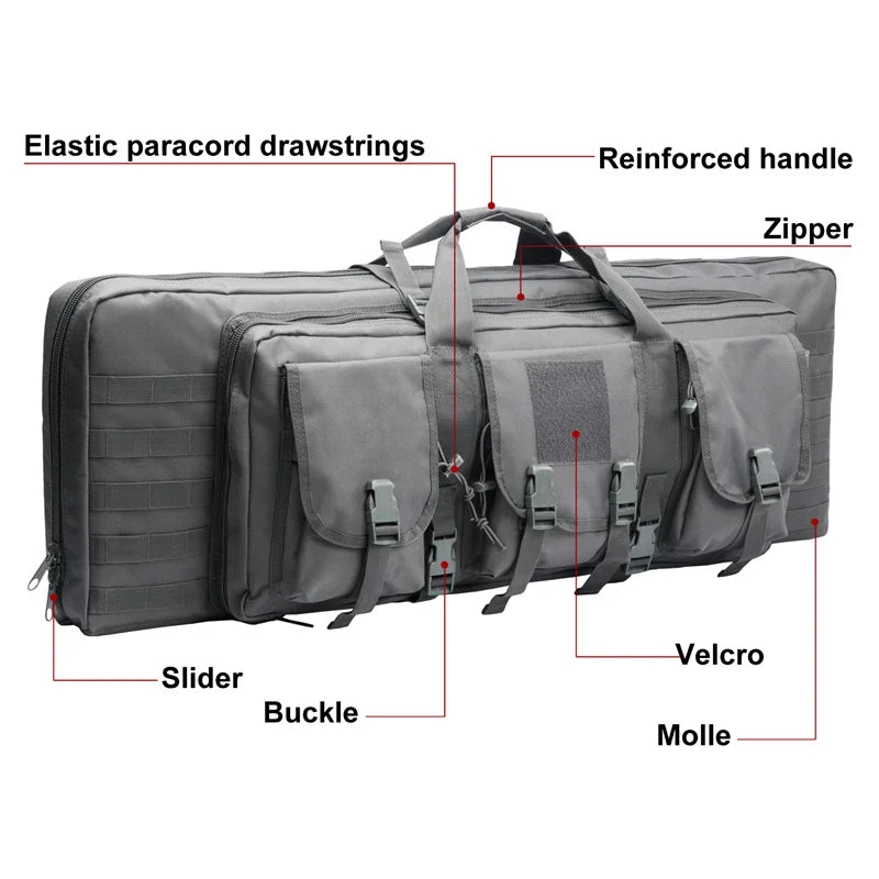 LQARMY Tactical Double Rifle Case Molle Gun Bag Sniper Airsoft
