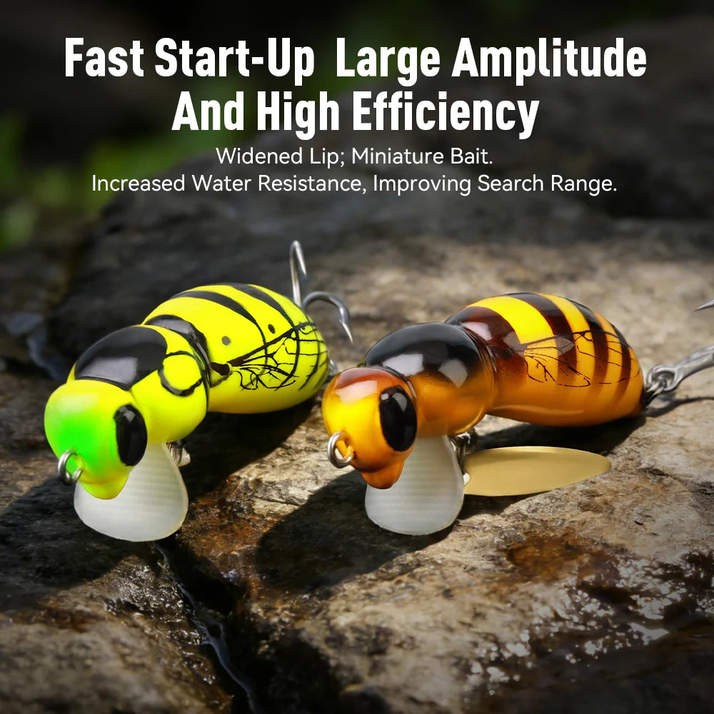 Kingdom 3Pcs Wasp Minnow Lure Floating Wobbler With Spinner
