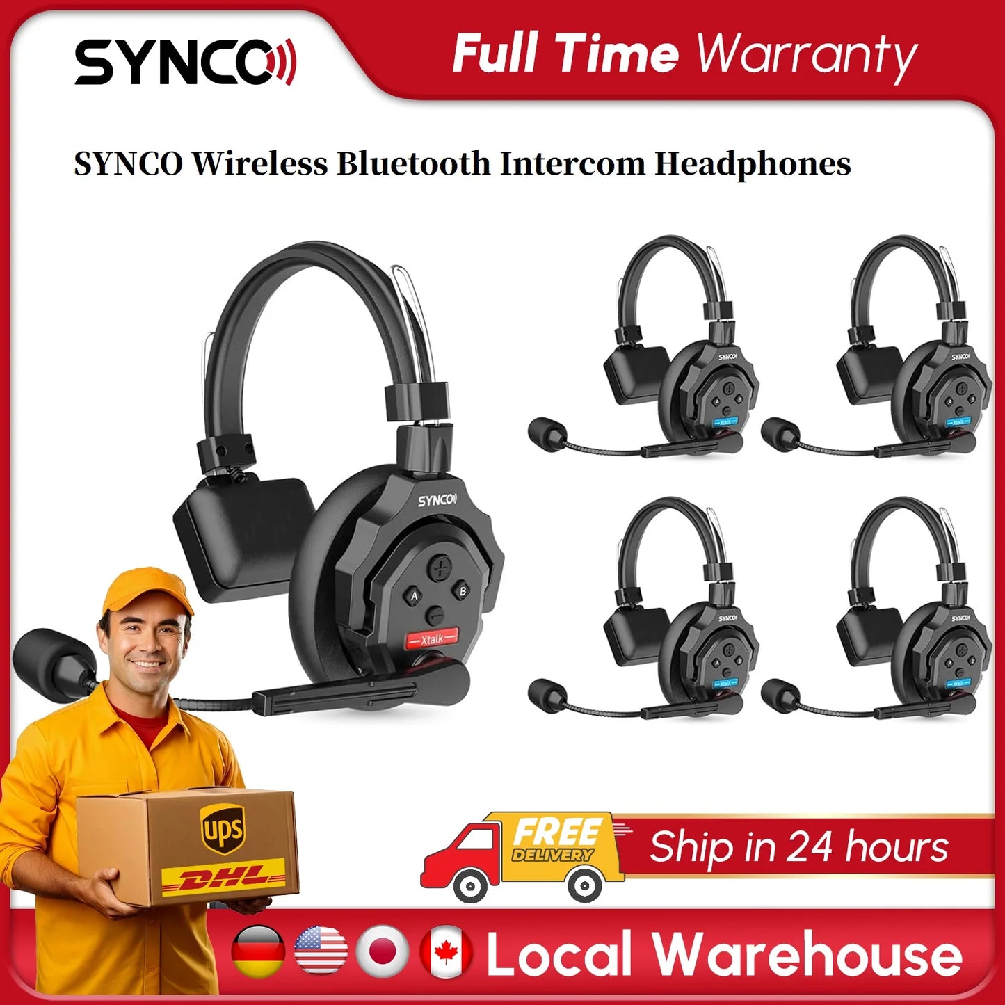SYNCO XTALK Wireless Intercom Headphones X2 X4 X5 Bluetooth 2.4GHz