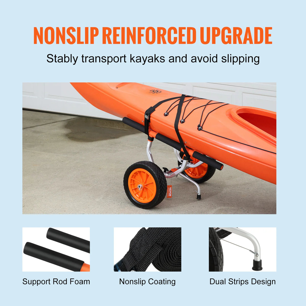 Heavy Duty Aluminum Kayak Cart With Durable Solid Tires