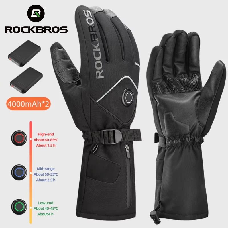 Rockbros Rechargeable Heated Gloves For Winter Sports And Motorcycling