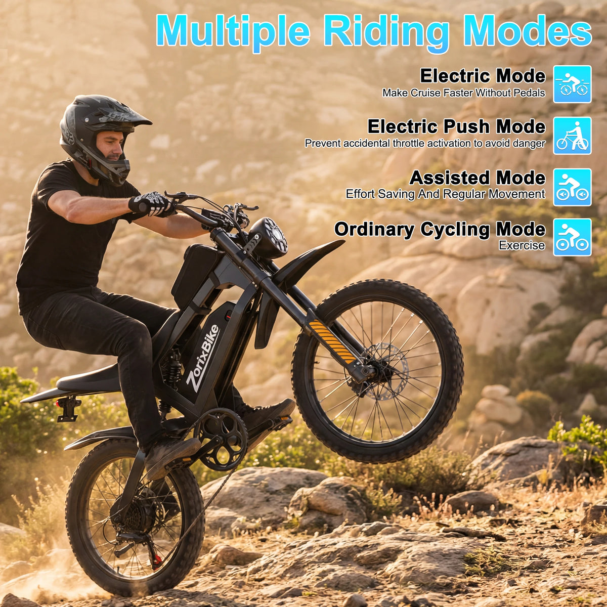 ZorixBike 3000W Electric Bike 48V Battery Off Road Design