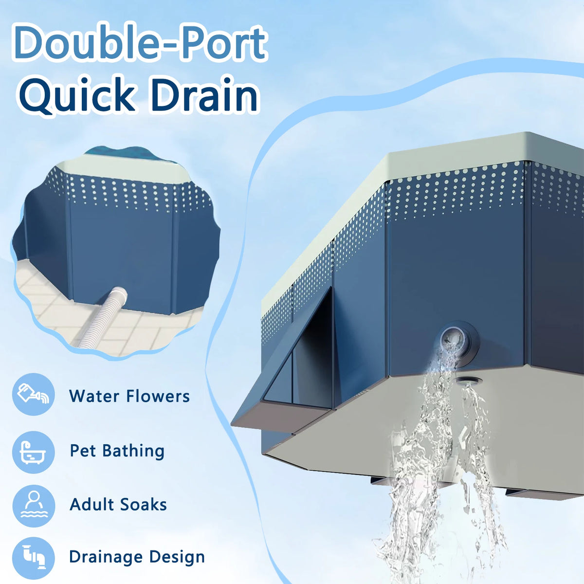 Foldable No Inflatable Family Pool PVC Portable Outdoor Backyard