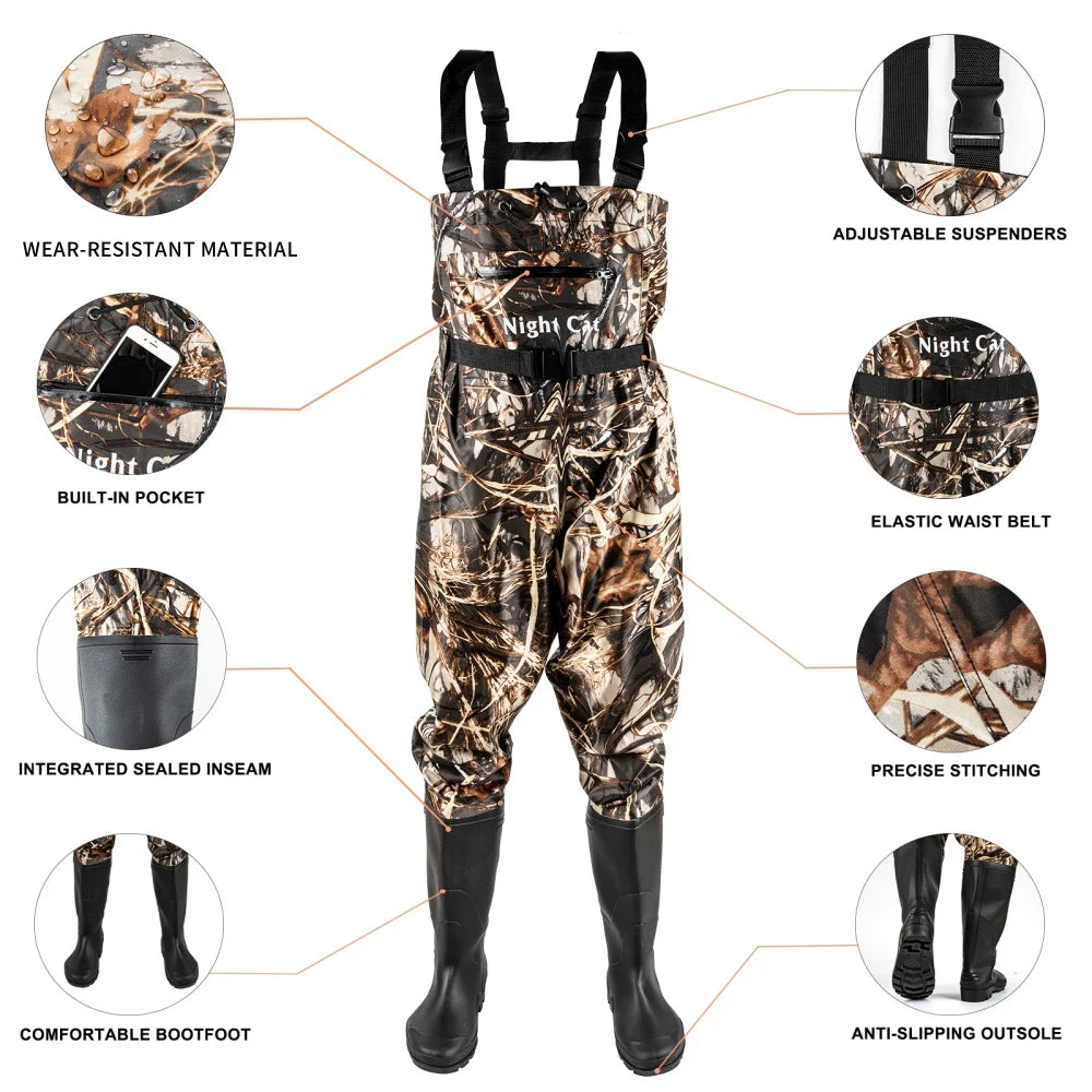 Night Cat Durable Waterproof Fishing Hunting Chest Waders