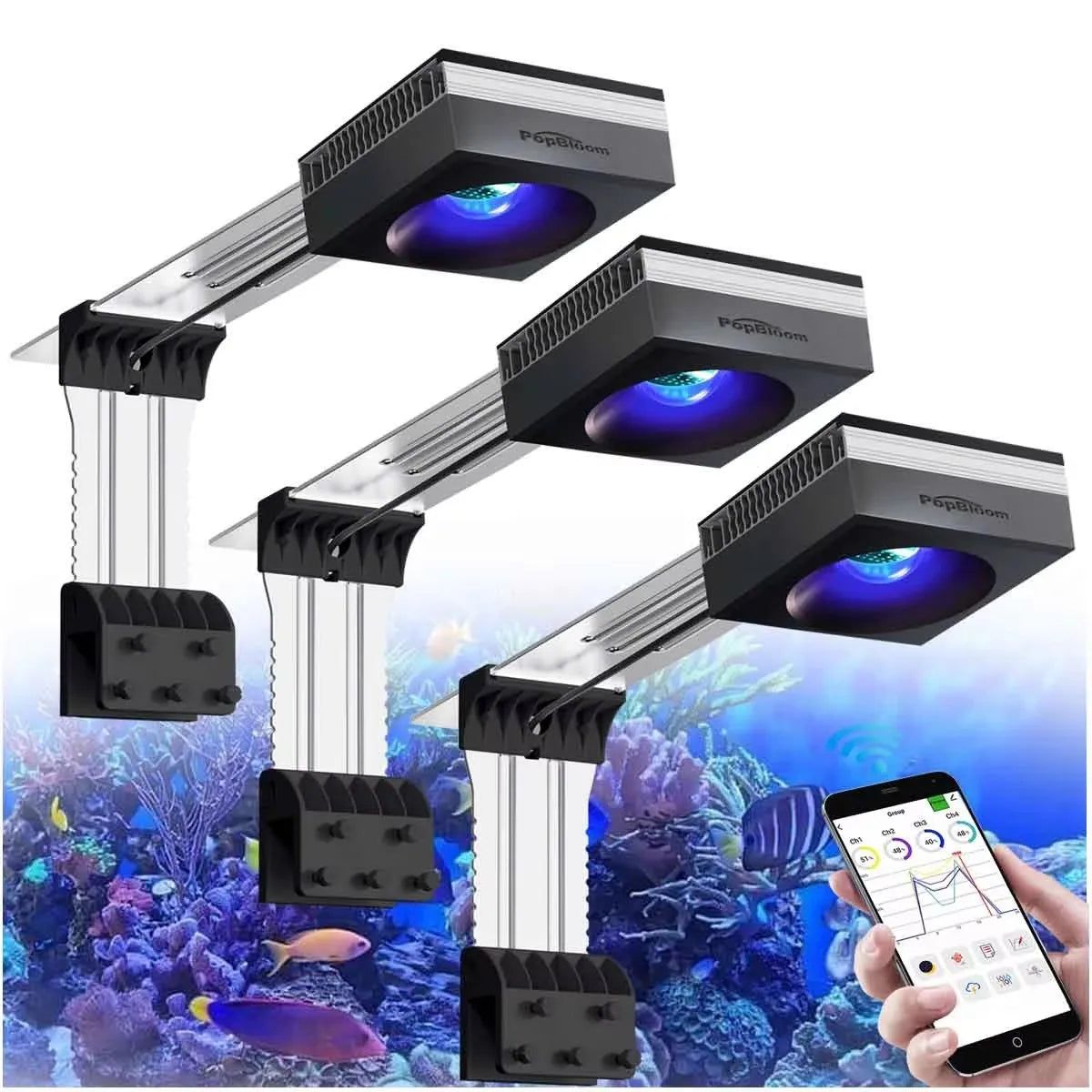 PopBloom Full Spectrum Reef Aquarium WiFi LED Light Panel