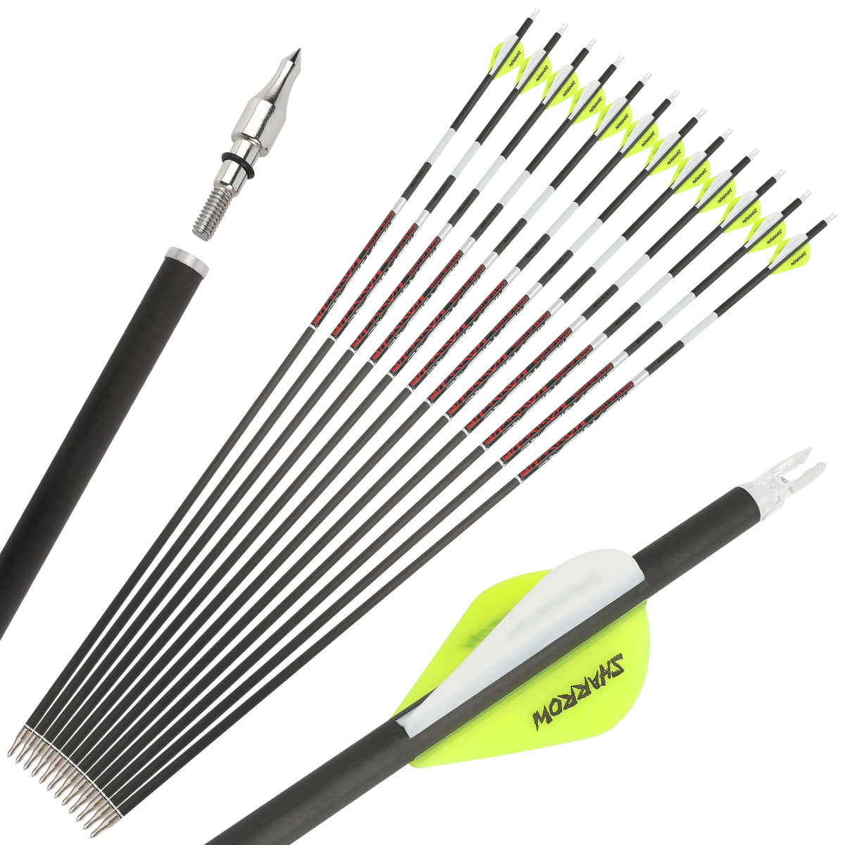Pure Carbon Archery Arrows High Precision For Hunting Sports